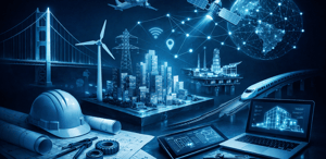 A realistic high resolution photography related to infrastructure and Engineering elements formed from a soft light knowledge graph make it on dark ba-2-1-1-1